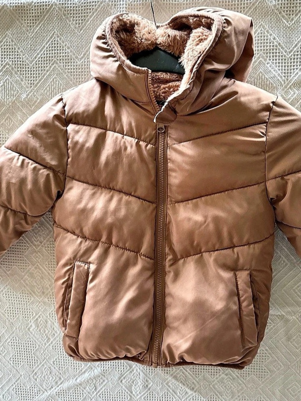 SWISSTECH Girls Size 4T Brown Faux Fur-Lined Puffer Jacket Like New